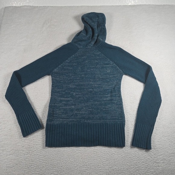 Columbia Women's Hooded Sweater Wool Blend Size Small Green Buttons - Picture 8 of 11